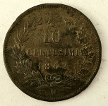 ITALY- 10 CENTESIMI 1862. M