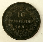 ITALY- 10 CENTESIMI 1893.