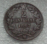 ITALY 2 CENTESIMI 1867M
