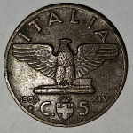 ITALY- 5 CENTESIMI 1936. RIJETKO