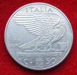 ITALY 50 CENTESIMI 1939R Yr. XVII