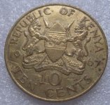 KENYA 10 CENTS 1967