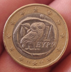 Kovanica od 1€ Grčka , sova 2004.god