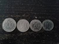 KOVANICE OD 10, 20, 50,100 dinara SFRJ (LOT 4 KOM)