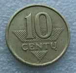 LITHUANIA 10 CENTU 1998