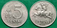 Lithuania 5 centai, 1991 ***/