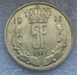 LUXEMBOURG 5 FRANCS 1986