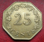 MALTA 25 CENTS 1975