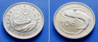 MALTA MALTA 10 CENTS 1986 KM. 76 - MALTEŠKI ČAMAC i RIBA LAMPUKA