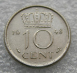 NETHERLANDS 10 CENTS 1948