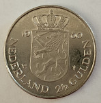 NETHERLANDS- 2½ GULDEN 1980. BEATRIX