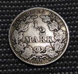Njemačka 1/2 MARK 1907 D SREBRO