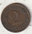 NJEMAČKA 2 PFENINGA 1924 J. HANBURG COPER UNC