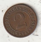 NJEMAČKA 2 PFENINGA 1938 E .MULDEHUTTEN COPER UNC