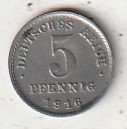 NJEMAČKA 5 PFENING 1916 D KOVNICA MUNICH IRON UNC