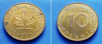 NJEMAČKA GBR GERMANY 10 PFENNIG 1990 J KM:108 - LISTOVI HRASTA