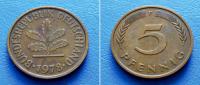 NJEMAČKA GBR GERMANY 5 PFENNIG 1978 F KM:107 - LISTOVI HRASTA