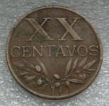 PORTUGAL 20 CENTAVOS 1958