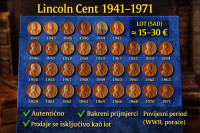 Prodajem lot američkih kovanica Lincoln cent iz razdoblja 1941.–1971.