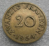 Saarland 20 FRANKEN 1954