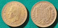 Spain 5 pesetas, 1975 79 inside the star / 0,70 EURO !!!