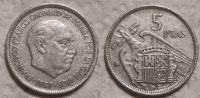 Spain 5 pesetas, 1957
