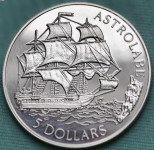 Srebrnjak COOK ISLANDS 5 Dollars Proof