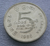 SRI LANKA 5 RUPEES 1986