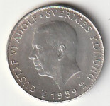 SVERIGE 5 KRONEN 1959 AG UNC