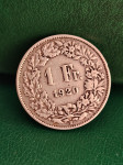 Švicarska 1 francs 1920  - Š011 - SREBRO