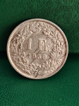 Švicarska 1 francs 1959  - Š016   - SREBRO