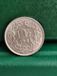 Švicarska 1 francs 1961  - Š025   - SREBRO