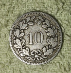 SWITZERLAND- 10 RAPPEN 1898.