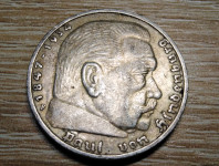 Treći Reich - 5 maraka - srebro 1936 F (Hindenburg)