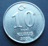 TURKEY 10 NEW KURUS 2008