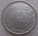 TURKEY 25 KURUS 1963