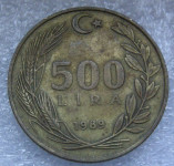 TURKEY 500 LIRA 1989