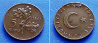 TURSKA TURKEY 5 KURUS 1968 KM:890.1 - HRASTOVA GRANA