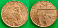 United Kingdom 1 penny, 2008 Section of the Royal Shield ***/