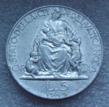 VATICAN CITY 5 LIRE 1949