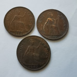 Velika Britanija kovanice One penny lot 3kom | kraljica Elizabeth II