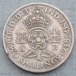 Velika Britanija - two shillings,1948.g. + 3 pence 1943.g.