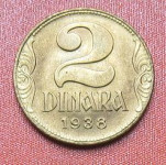 YUGOSLAVIA 2 DINARA 1938