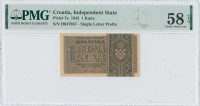 NEZAVISNA DRŽAVA HRVATSKA  1 KUNA 1942 PMG
