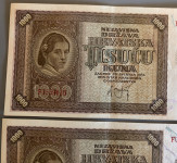 1000 kuna - 1941 - uzastopni serijski brojevi