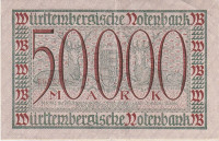 50 000 MARK STUTGSRT 1923 UNC