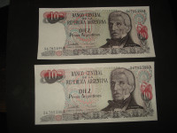 Argentina 10 pesos UNC (ND 1983-1984) (2 kom)