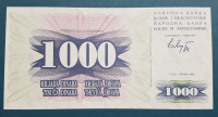 BOSNA I HERCEGOVINA BiH 1000 DINARA 1992. NOVA