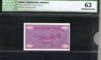 Bosnia BOSNA 20000 DINARA 1992 G. UNC -+ GRADING ICG