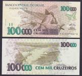 BRASIL - BRAZIL - 100000 CRUZEIROS - ND 1992-93  - UNC